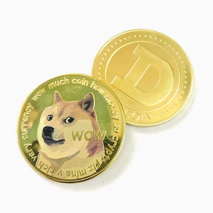 Xu kỷ niệm Dogecoin; Đồng xu màu vàng ánh kim sáng bóng; Đường kính 4cm- SP005311