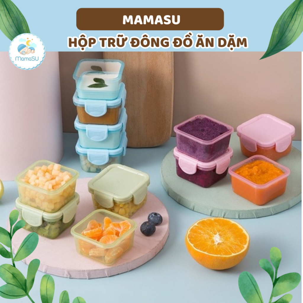 Hộp Trữ Đông Đồ Ăn Dặm Cho Bé 60Ml, 120Ml Có Nắp An Toàn Cho Bé