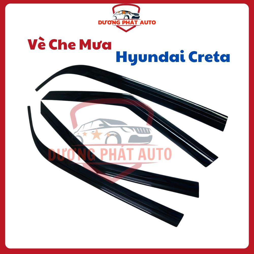 Vè che mưa xe Hyundai Creta 2022 2023 2024 nhựa đen cao cấp, viền chắn mưa Creta 2022