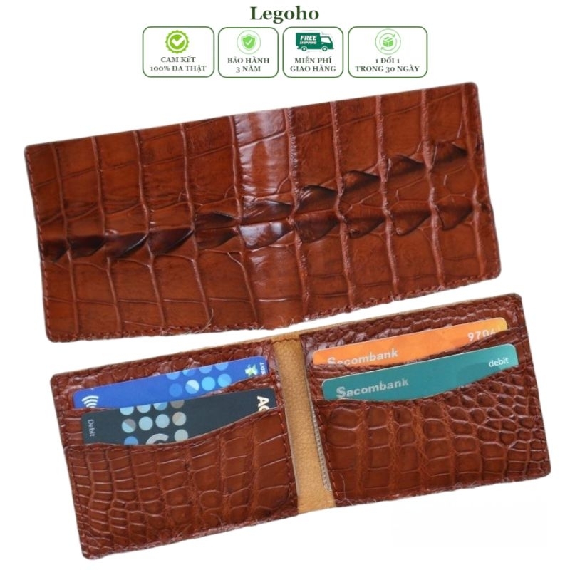 Ví da cá sấu nhỏ gọn, Ví da cá sấu 2 mặt, Ví da cá sấu mini, Ví da nam, Ví nam, Ví nam da thật