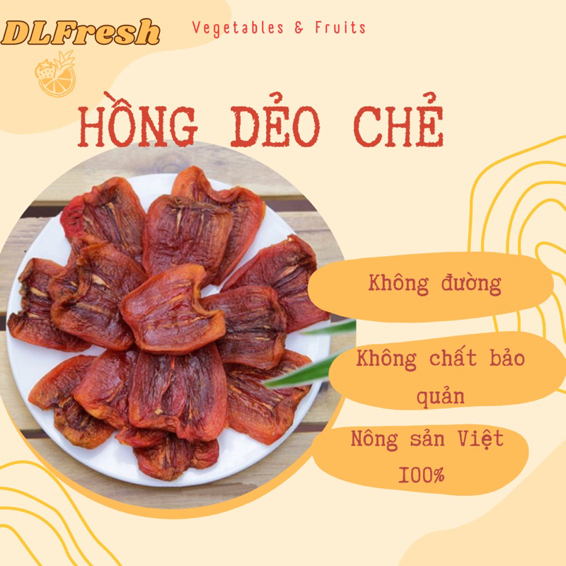 Hồng dẻo chẻ DLFresh hồng sấy dẻo chẻ, đặc sản Đà Lạt 500g