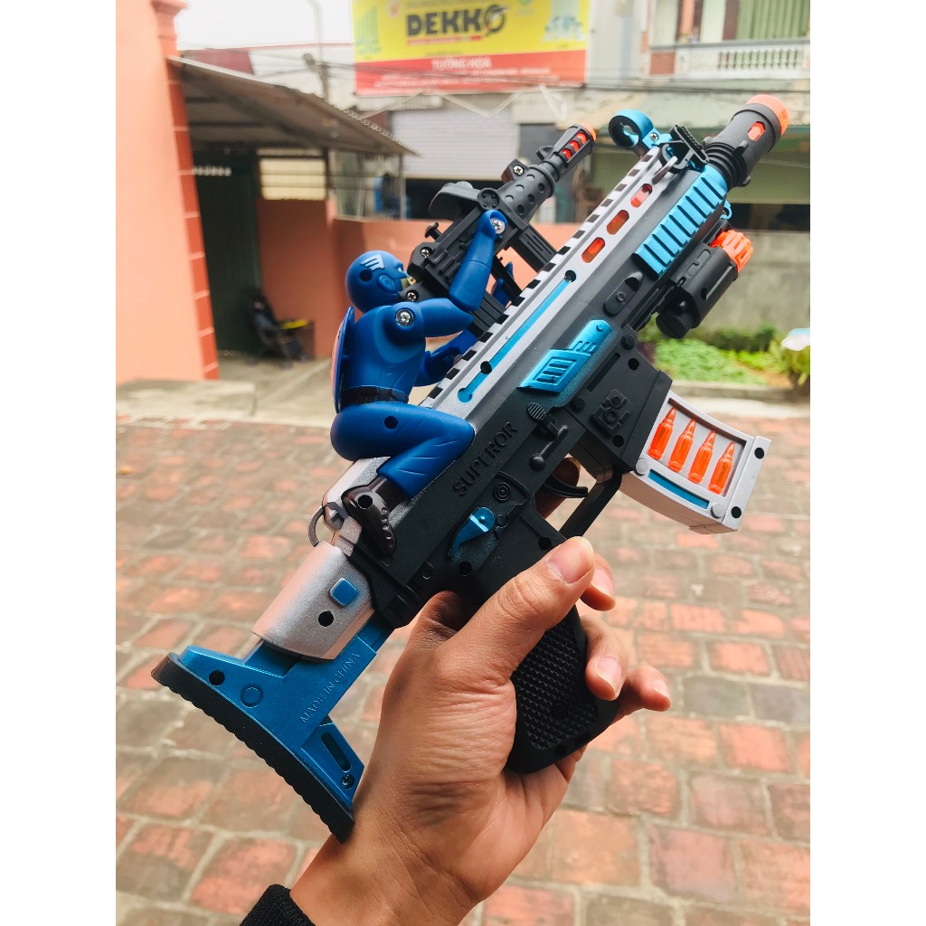 Đồ chơi súng nhựa trẻ em phát đèn Lazer có nhạc cho bé trai GHIỀN TOYS