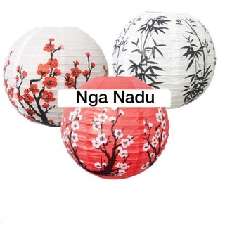 Đèn lồng giấy Hoa văn hoa nghệ thuật anh đào,cây trúc - đèn lồng Nhật Bản decor trang trí trung thu nhà hàng,cổ điển