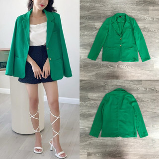 HIPU.VNXK - Áo khoác blazer tay dài xanh lá.