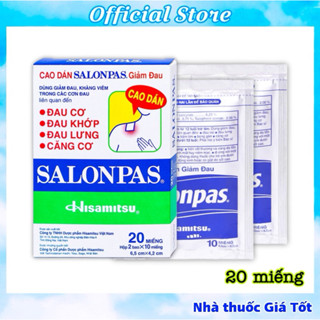 Hộp 20 miếng dán Salonpas Giúp Giảm Đau Hiệu Quả