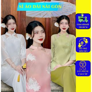    Hàng đẹp  Set bộ Pháp Phục Lễ chùa chất Tơ Quỳnh thêu nổi mềm mại cổ kết ngọc viền lưới- Sỉ Áo dài pháp phục Sài Gòn 