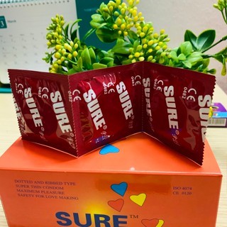 Bao cao su gân gai Sure chính hãng, bao cao su kéo dài thời gian quan hệ, số lượng 1 bcs
