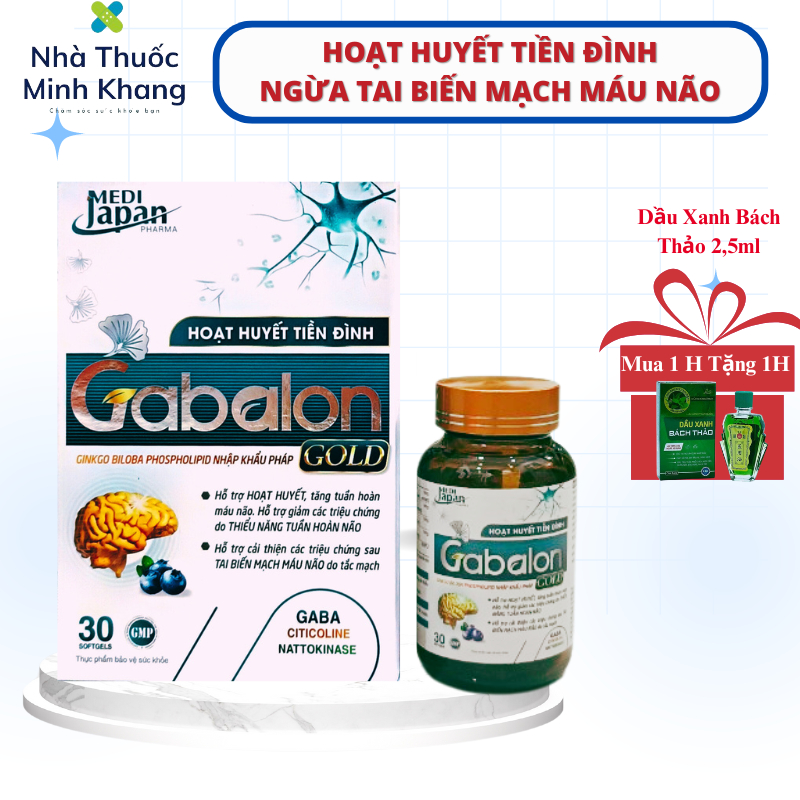 Viên Bổ Não Ginkgo Biloba Gabalon- Cải Thiện Biến Chứng tai Biến Mạch Máu Não. Hộp 30 viên