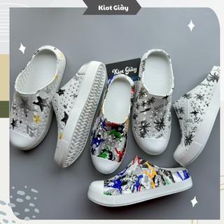 Dép nhựa nam nữ siêu nhẹ thoáng khí - Giày dép sục hở gót đi mưa, đi biển siêu bền tặng kèm Sticker