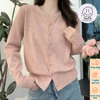 Áo Khoác Len Trơn Màu, Áo Cardigan Dệt Kim Cài Khuy Kiểu Dáng Đơn Giản Dễ Phối Đồ Hàng Qccc | Smide Clothing