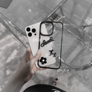 Ốp điện thoại viền trong suốt gắn charm minmin đen