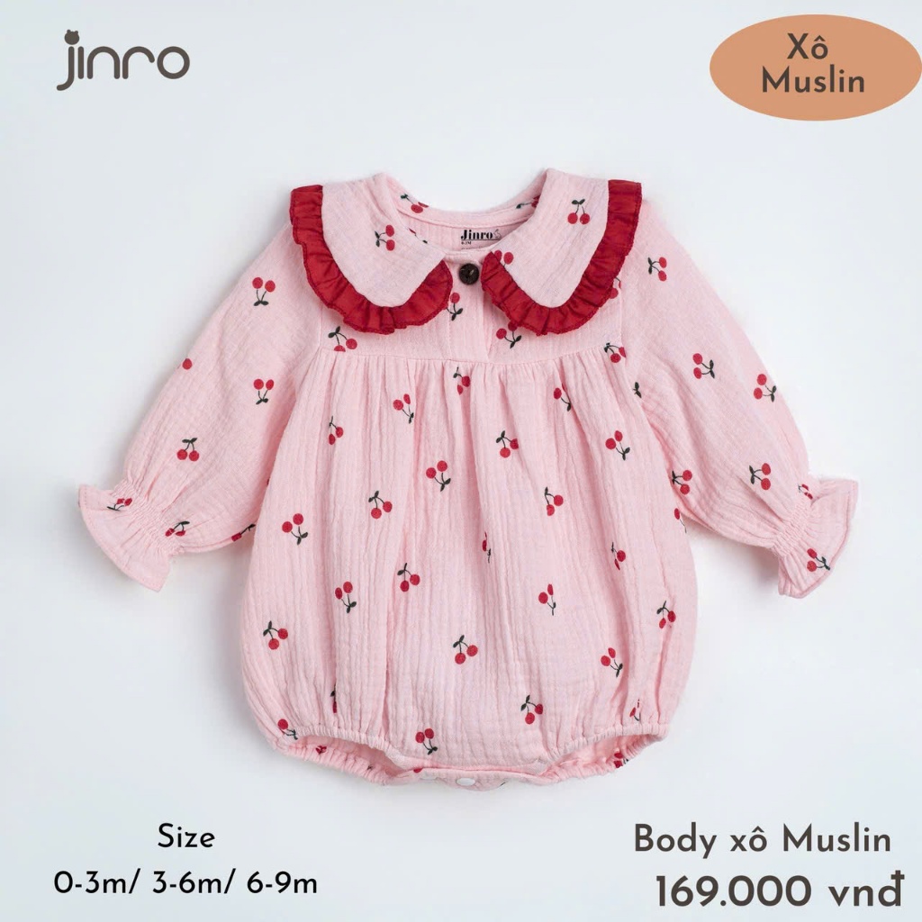 Body Xô Muslin Siêu Mềm Mịn Cho Bé 0-9m