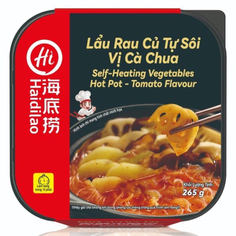 Lẩu tự sôi ( lẩu ăn liền ) -Lẩu Haidilao Rau củ Cà Chua không cay