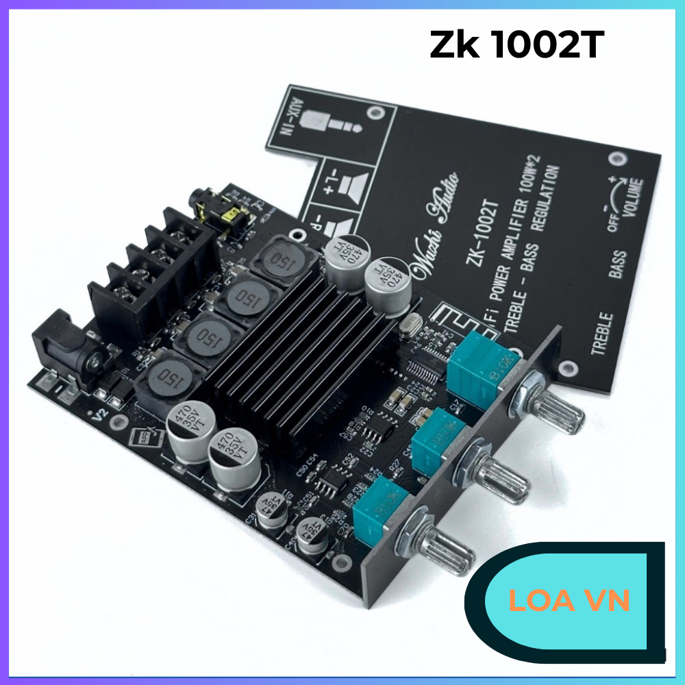 ZK 1002T Bluetooth 5.0, Bảng mạch khuyếch đại kèm tinh chỉnh 100Wx2, chính hãng whuzhi audio Loa VN