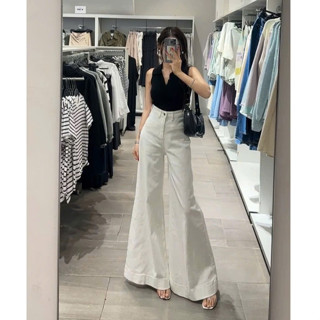  Quần Jean Ống Rộng Quần Bò Ống Suông Nữ Lưng Cao Màu Trắng Tinh Khiết Siêu Thon Dáng Hot 2024 siêu xinh D110 