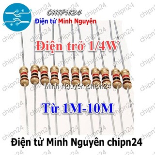 Điện Trở 1/4W 5% (1M 1M5 2M 2M2 3M 3M3 4M7 5M6 6M8 7M5 8M2 10M) - [Chọn Loại]