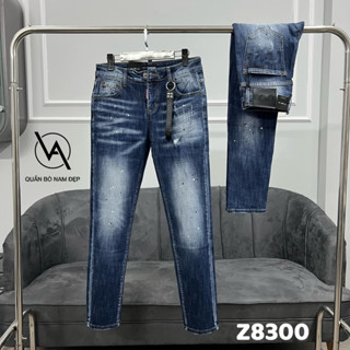 Quần Jean Nam DSQ Xanh Trơn Mài Bạc 4 Cúc Quần Bò dsq2 xanh chấm sơn thêu chữ thời trang cao cấp hot trend