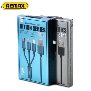 Cáp sạc nhanh Remax RC 131th 3 đầu với dây sạc 3 in 1 cho các dòng điện thoại hàng chính hãng
