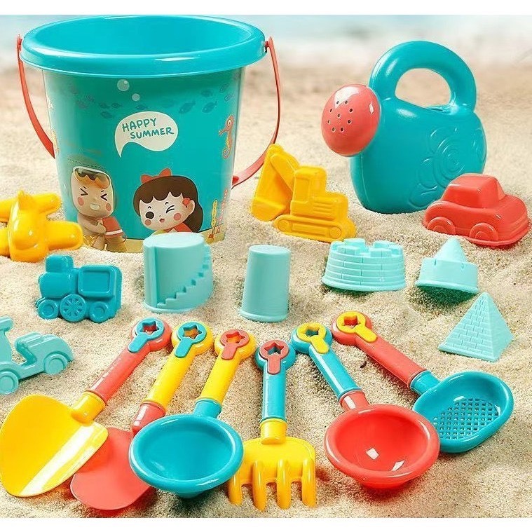 Đồ chơi xúc cát nhiều chi tiết kèm xô, đồ chơi đi biển cho bé trai, bé gái