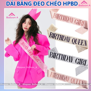 Sash Sinh Nhật Hoa Hậu  Dây Ruy Băng Rôn Choàng Đeo Chéo Vai Chữ HAPPY BIRTHDAY Mừng Tiệc Sinh Nhật