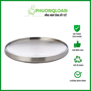 Đĩa Inox tròn 2 lớp cách nhiệt phong cách Hàn Quốc siêu sang trọng