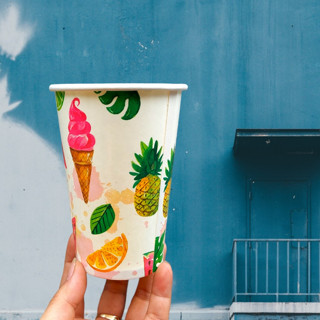 50 Ly giấy đựng cafe 16oz ~ 450ml giữ nhiệt in hình nắp trong suốt thân thiện môi trường - Quán nào cũng cần