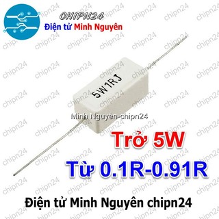 [3 con] Điện Trở Sứ 5W 5% Loại Nằm (Trở Công Suất 0R 0.1R 0.15R 0.22R 0.33R 0.47R 0.5R 0.68R 0.75R 0.82R) - [Chọn Loại]