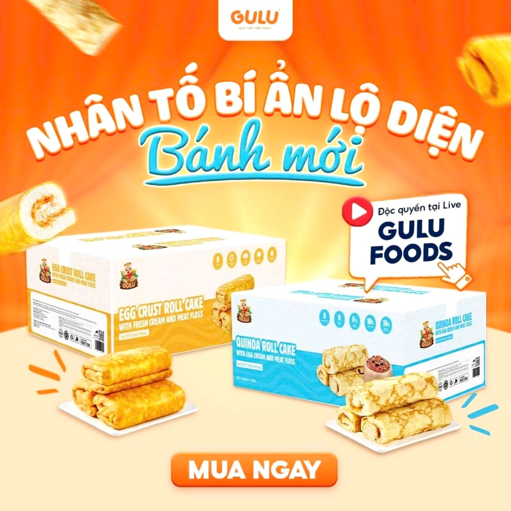 Bánh da trứng cuộn kem tươi chà bông GULU FOODS - HẰNG DU MỤC