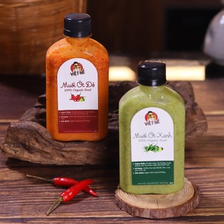 Combo 2 Chai Sốt Chấm Muối Ớt  Xanh - Đỏ Chấm Đồ Nướng, BBQ, Chấm Hải Sản, Bánh Tráng Trộn, Gà Ủ Muối, Xiên Que