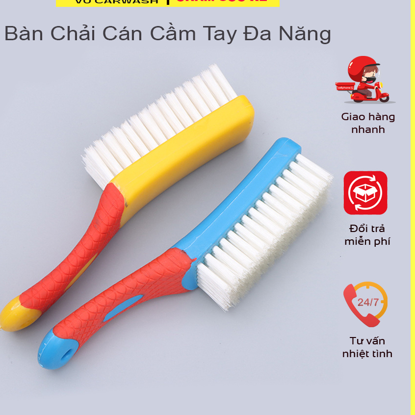 Bàn Chải Đa Năng Đánh Ghế Da Ô Tô, Vệ Sinh Giầy Dép Quần Áo Cán Cầm Tay Chuyển Dụng