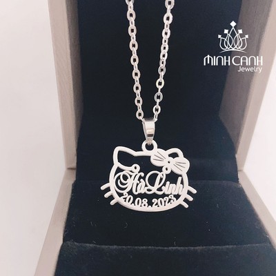 Dây Chuyền Mèo Hello Kitty Cắt Chữ Cho Bé Gái Bạc Ta - Minh Canh Jewelry