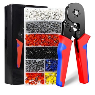 Bộ kìm bấm cos vuông HSC8 6-4A  kèm 1200 đầu cos đủ loại cos ống tròn cos pin- Kìm bấm cos tủ điện đa năng