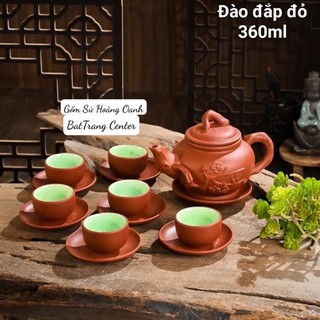 (CHỌN 4 MẪU)Ấm chén Tử Sa Bát Tràng đất nung đỏ ĐẮP NỔI THỦ CÔNG