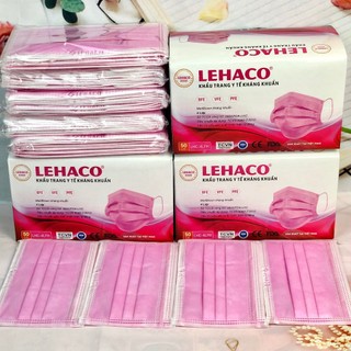 Khẩu trang y tế 4 lớp Lehaco màu HỒNG Kháng Khuẩn hộp 50 cái - Khẩu trang Lehaco 4 lớp Kháng Khuẩn