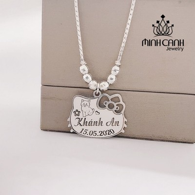 Dây Chuyền Bạc Ta Mèo Hello Kitty Khắc Tên Cho Bé Gái - Minh Canh Jewelry