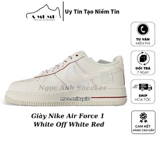 Giày af1 trắng off white cổ thấp monogram đỏ,Giày af1 White Off White Red