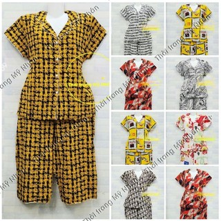 Đồ bộ pijama lụa lửng họa tiết siêu đẹp