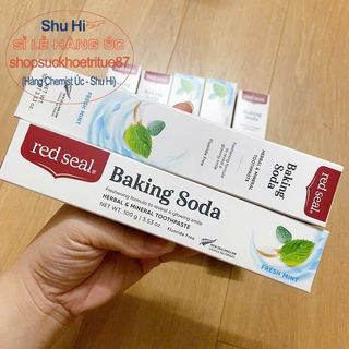 Kem đánh răng tan mảng bám, trắng răng - red seal toothpaste baking soda 100g úc, đủ bill chemist