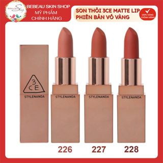 Son thỏi 3ce matte lip color phiên bản vỏ vàng 226 227 228