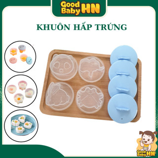 Khuôn hấp trứng, hấp bánh cho bé ăn dặm gồm 4 khuôn có tặng kèm chổi