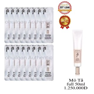 Gói Kem chống nắng dưỡng trắng nâng tone tức thì WHOO RADIANT WHITE TONE UP SUNSCREEN SPF50+/ PA++++
