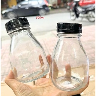 Chai thuỷ tinh 500ml dáng lùn đựng nước ép, detox...