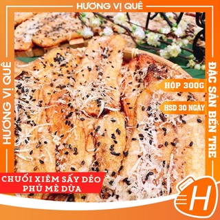 Chuối Xiêm Sấy Dẻo Phủ Mè Dừa - Hộp 300g - Đặc Sản Bến Tre
