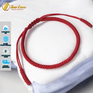 Vòng tay chỉ đỏ đô may mắn bện trơn handmade khóa rút may mắn bình an hợp mệnh - DIY TUỆ LÂM