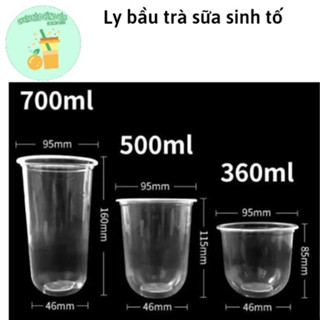 50 Ly đáy bầu đựng trà sữa, sinh tố, nhựa PP cao cấp 360ml, 500ml, 700ml -dùng 1 lần Quán nào cũng cần