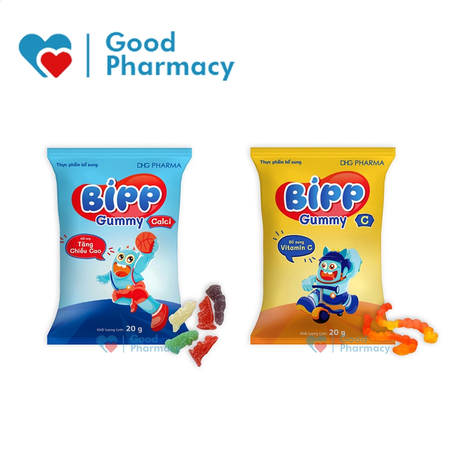 Kẹo dẻo trẻ em Bipp Gummy C, Calci bổ sung vitamin C, canxi, phát triển xương, răng, tăng đề kháng c
