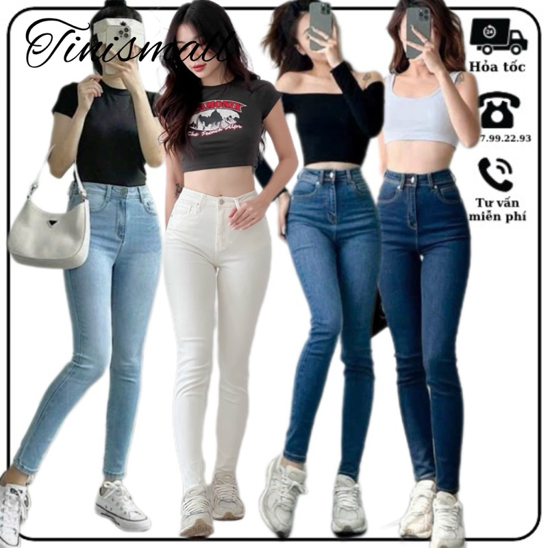 Skinny Jean Nữ Hàng Xuất Khẩu, Quần Jean Lưng Cao Và Co Giãn Vừa