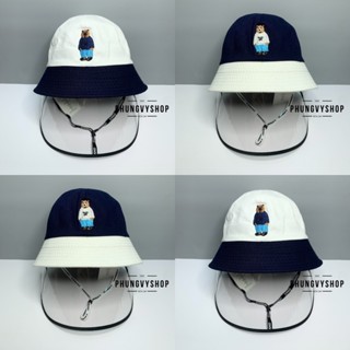  Bé Trên 4Tuổi_Mũ chống giọt bắn chắn bụi gió mưa tai bèo vành trẻ em phungvyshop-Nón trung KIẾNG GẤU MÚI W và chữ B 