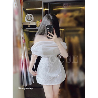 váy trắng ren trễ vai phối tơ cao cấp.váy đi ăn cưới,đầm đi tiệc,đầm đi chơi cao cấp