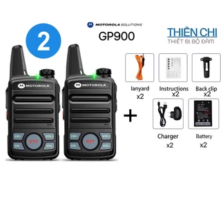 Bộ 02 Máy bộ đàm Motorola GP-900 (Siêu Nhỏ - 2 Phím Bấm PTT - Có Đèn Flash - Loa To - Pin Dung Lượng Cao >18 Tiếng)